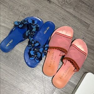 kate spade Coral Pink Scalloped Slide Sandals